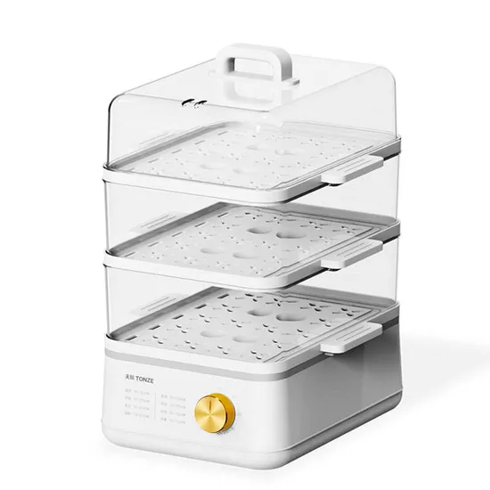 Electric Steam Cooker Transparent Cover 3 Layer Square Electric Food Steamer