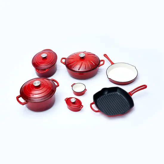 Factory Price Home Kitchen Cooking Enamel Cast Iron Non Stick Pots Cookware Set