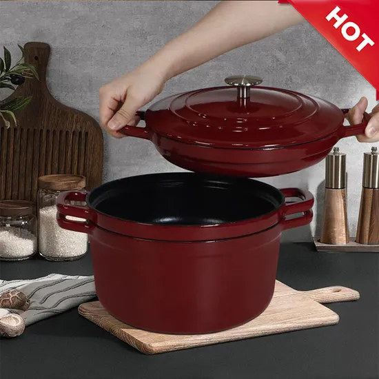 Smart Storage Cooking Pot Set Enameled Cast Iron 4-Piece Cookware Set Stackable Dutch Oven