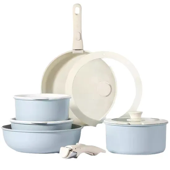 Induction Bottom Kitchenware Set Utensils Nonstick Cooking Pot Non Stick Pots and Pans Forged Aluminum Cookware Sets Detachable Handle