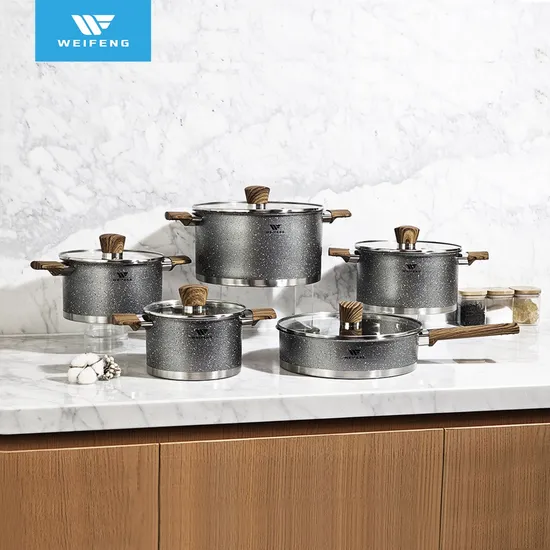 10PCS Grey Color Stainless Steel Cookware Set with Flat-G Shape Glass Lid