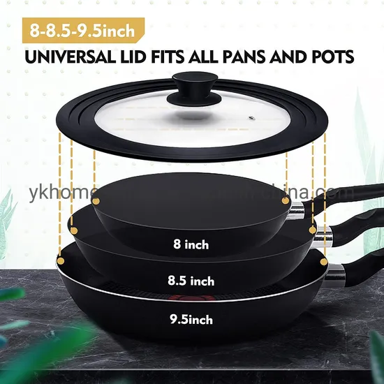 Food Grade Approvel Silicone Ring Tempered Glass Lid for Cookware