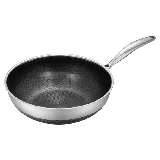 Hot Sales Cookware Stainless Steel Nonstick Double Layer Coating 30cm Wok