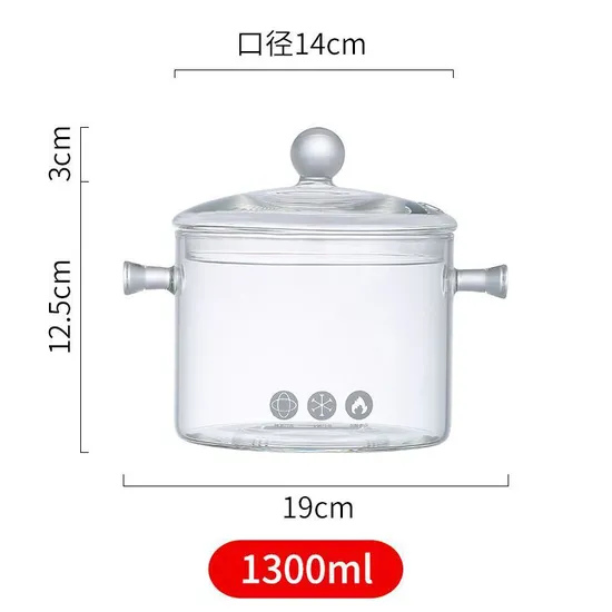 Glass Double-Eared Soup Pot High Borosilicate Glass Saucepan