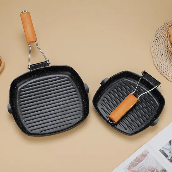 28cm New Folding Handle with Non Stick Coating Cast Iron Frying Pan, Steak Frying Pan