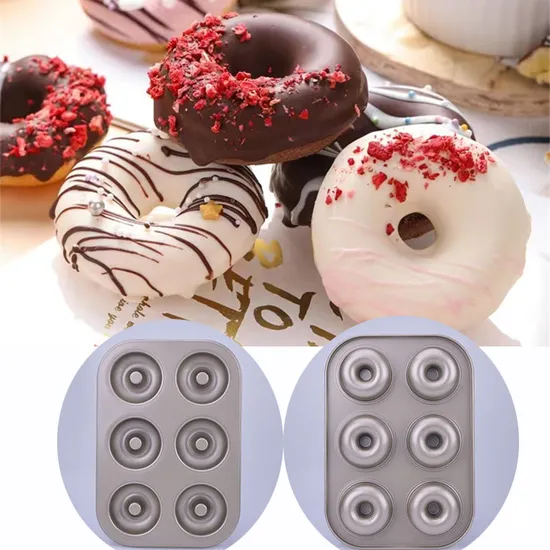 6-Cavity Doughnut Carbon Steel Baking Tray Cake Baking Mold Bread Bakeware Baking Pan
