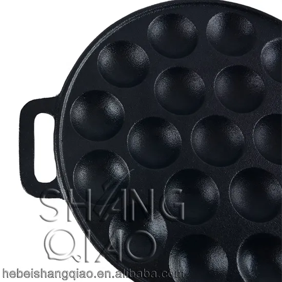 Stuffed Pancake Grill Pan with 19 Holes, Non-Stick Cast Iron Poffertjes Pancake Pan, Takoyaki or Aebleskiver Cooking Plate