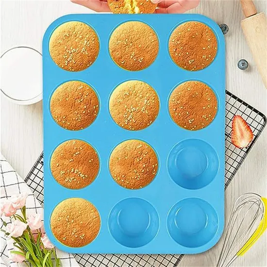 China Manufacturer 12 Cells 3D FDA Silicone Round Silicone Round Cake Molds