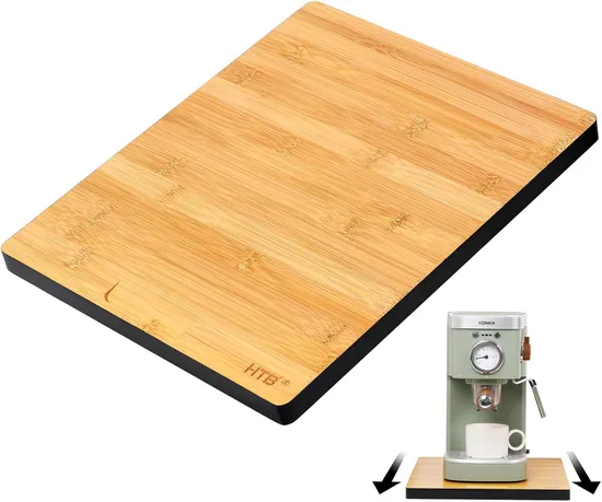 Bamboo Cuisine Machine, Coffee Machine Base, Sliding Bamboo Tray