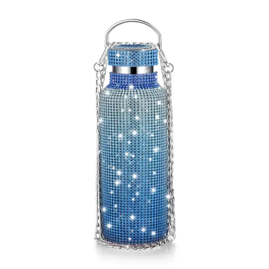 Wholesale Bling Water Bottle Diamond Stainless Steel Insulated Thermal Chain Vacuum Flask