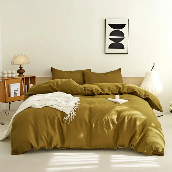 Khaki Linen Bed Set, Infusing Freshness Into Your Home Decor