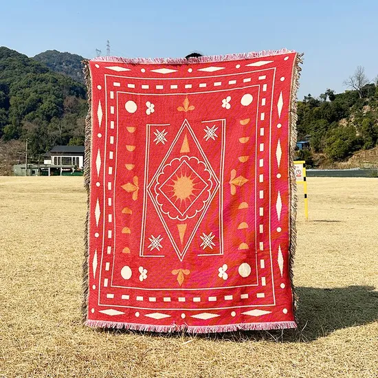 ODM Service Quick Custom Design High Quality Boho Tapestry Throw Rug with Jacquard Woven Sofa Blanket Picnic Throw Rug