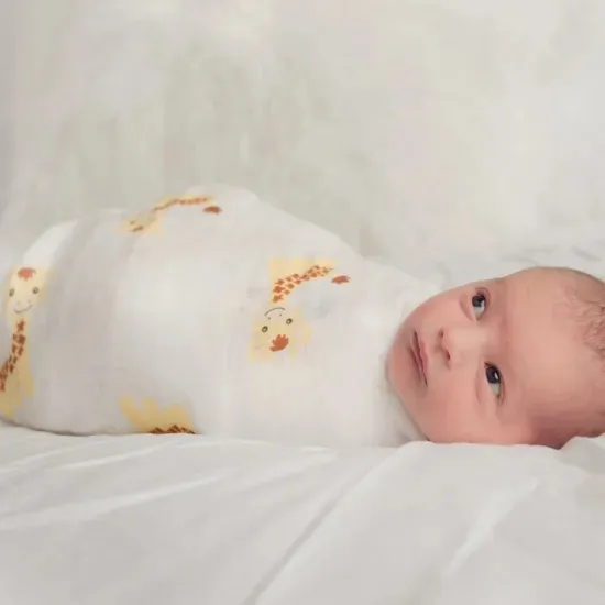 Custom Print Soft Bamboo Cotton Newborn Baby Muslin Swaddle Baby Wraps