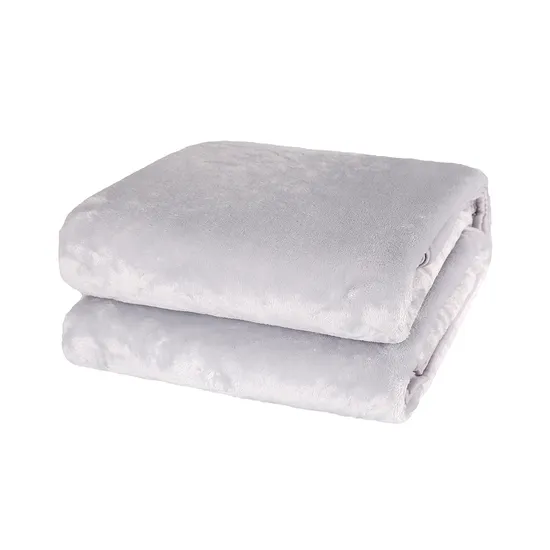Custom Reversible Polyester Gray Soft Microfiber Fleece Blanket Solid Flannel Throw Blankets