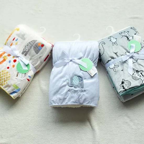 High Weight Wholesale Eco-Friendly Cute Double Layer Soft Flannel Coral Sherpa Micro Fiber Baby Blanket