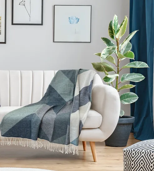 Wholesale Customize Woven 50% Wool 50% Acrylic Blanket for Sofa