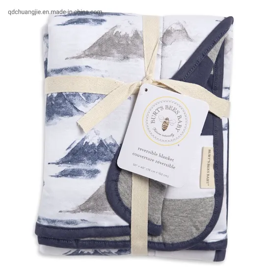 100% Organic Cotton Binding Travel Picnic Knit Blanket