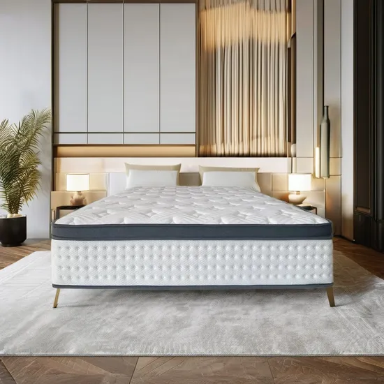 High End Knitted Jacquard Fabric Popular Natural Latex Double Bed Hotel Spring Mattress