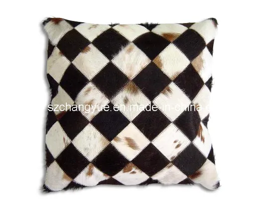 Natural Leather Cowhide Patch Decoration Cushions