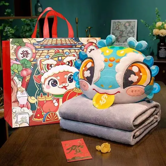3 Styles Chinese Zodiac Snake Image Flannel Pillow with Blanket