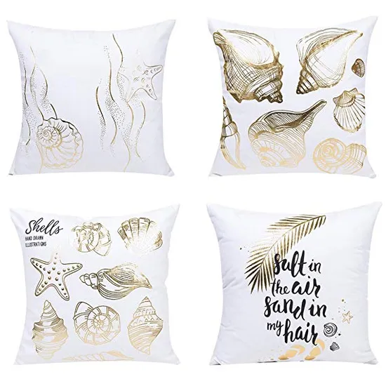 Ocean Metallic Print Throw Cushion Covers