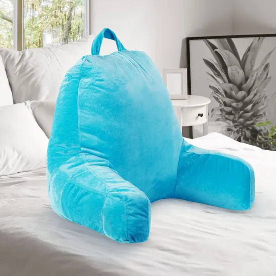 Hot Sale Super Soft Velvet TV Pillow Lumbar Back Support Reading Pillow with Arms