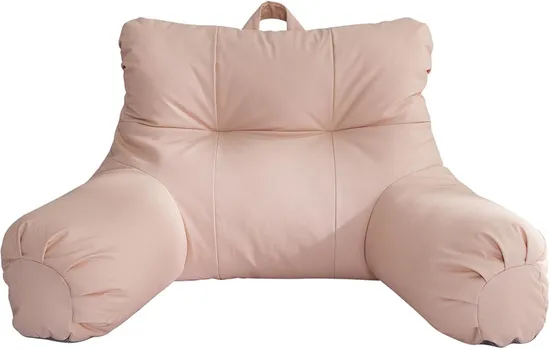 Faux Leather Reading Pillow Wedge Backrest Pillow with Arms Back Support