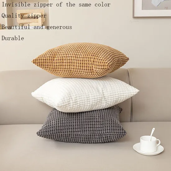Nordic Simple Solid Color Throw Pillow Corduroy Corn Kernels Cushion for Sofa