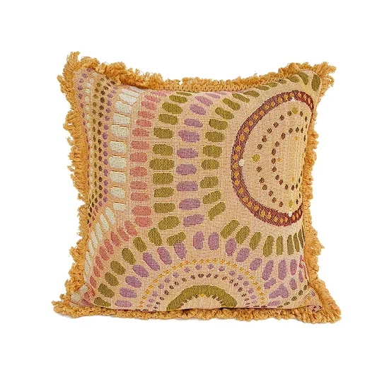 Ins Hot Sale Custom Woven Throw Pillow Jacquard Cushion Cover with Tassels Matching Blankets