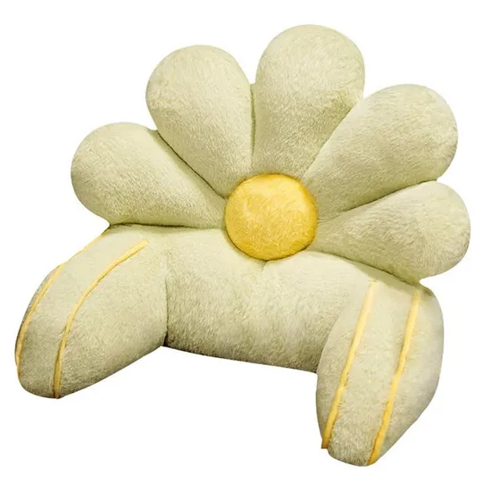 Reading Bed Rest Pillow with Arm Support Flower Shaped Faux Fur Backrest Reading Pillow for Sitting up in Bed