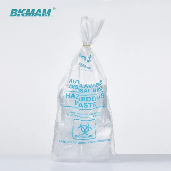 Medical Waste Bag Autoclave PP Plastic Yellow Red Transparent Infection Biohazard Bags with ISO9001 Approval