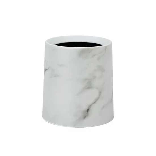 Circular Plastic Desktop Trash Can Marbling and Sleeves Dustbin