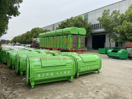 2cbm Hook Lift Garbage Bin Outdoor Trash Can with Lid and Wheels for Truck Use