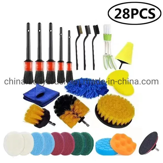 Set Car Brush Set Detailing Power Brush Car Polishing Pad Kit 360 Drill Brush Car Cleaning Brush with Long-Reach Removable Extension (YY-1034)