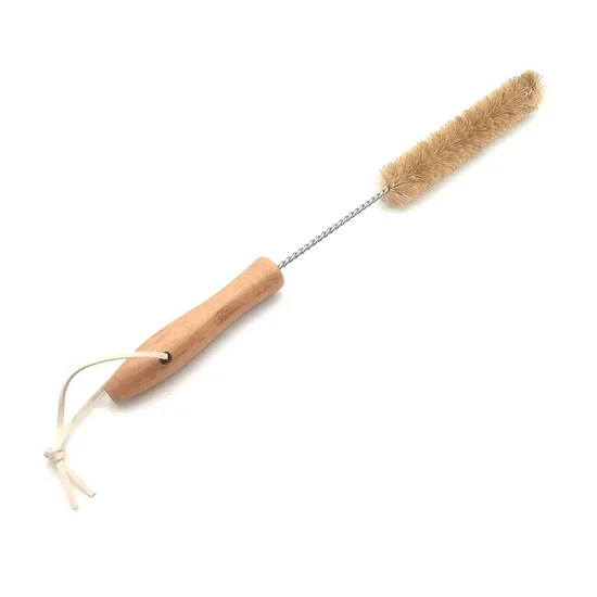Aveco Bamboo Milk Bottles and Teapots Tube Long Handle Cleaning Bottle Brush Hanging Design