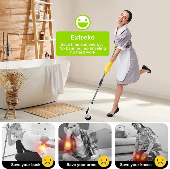 Electric Spin Scrubber Cordless Shower Scrubber with 7 Replacement Head Cleaning Brush