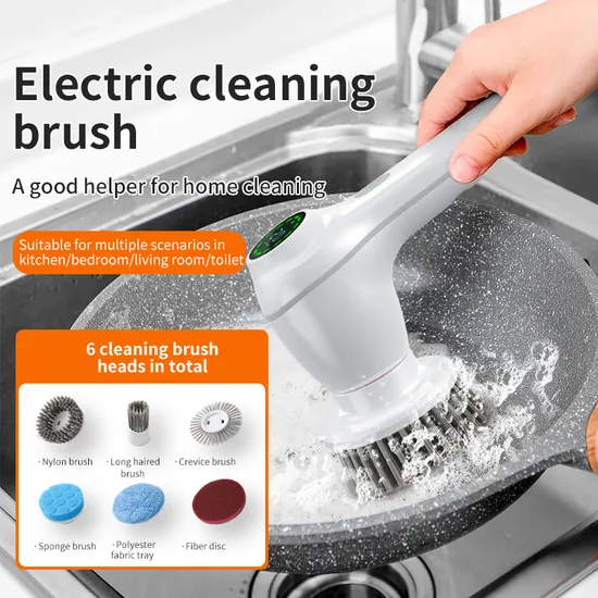Portable Waterproof Electric Scrubber Kitchen Brush Cleaner Dishwashing Cleaning Brush Multifunctional Bathroom