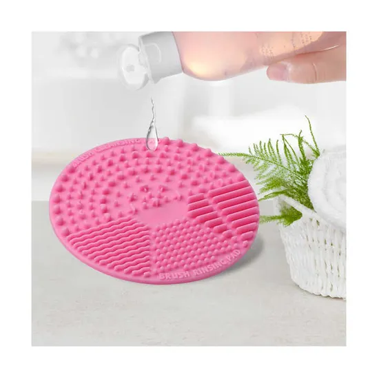 Thickened Silicone Makeup Brush Cleaning Pad Round with Suction Cup for Daily Washing of Makeup Tools