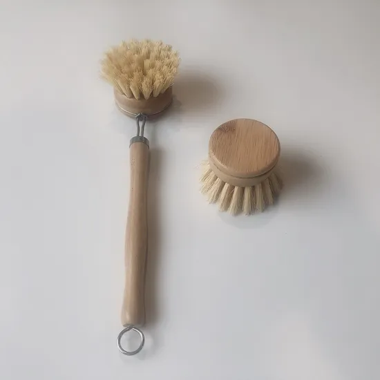 100% Natural Bamboo Scrub Brush Pot Brushes Dish Scrubber for Household Cleaning