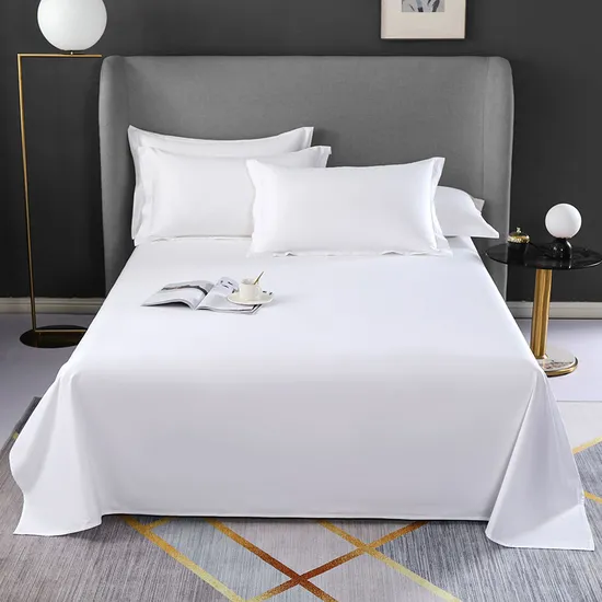 100% Cotton 80′s*80′s Satin High Density White Five Star Hotel Bed Sheet