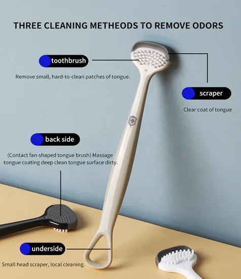 2024 New Design Dual Sided Tongue Scraper Tongue Cleaner Brush