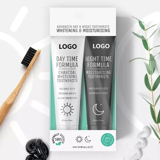 OEM Daily Oral Care Refreshing Breath Anti Bacteria Private Label Teeth Whitening Charcoal Day and Night Toothpaste