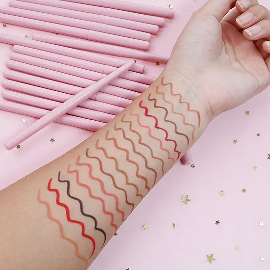 Custom Logo Pink Vegan Creamy Matte Lipliner Brown Nude Twist up Lip Liner Pencil