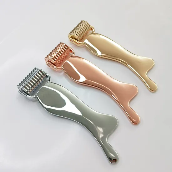 Manual Roller Massager Beauty Instrument Zinc Alloy Metal Microneedle Folding Umbrella Fiberglass Cloth Face Lift Massage