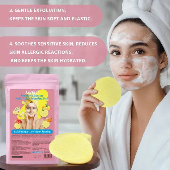 Cosmetics Kojic Acid Face Body Remove Excess Keratin Turmeric Acid Cleansing Pad
