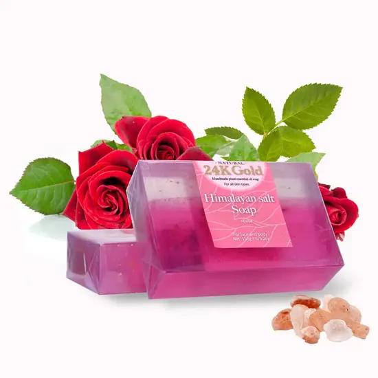 Beauty Oil Control Moisturizing 24K Gold Rose Himalayan Salt Soap Cosmetics