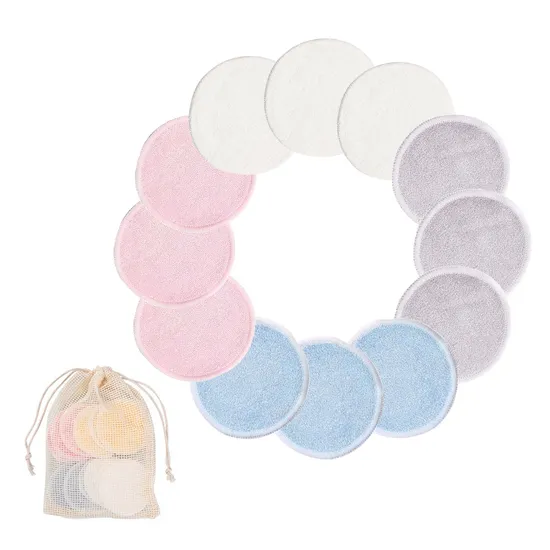 Custom Pink Organic Cotton Cleaning Pad Reusable Washable Makeup Remover Pad
