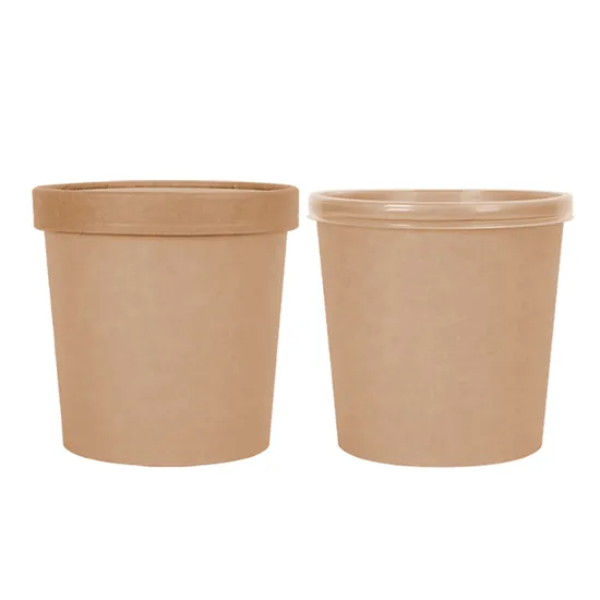 Disposable Eco-Friendly Soup Bucket Kraft Paper Brown Paper Bucket Hot Soup Bucket