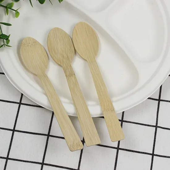 100% Natural Disposable Bamboo Cutlery 170mm Length Bamboo Spoon Custom for Dinner