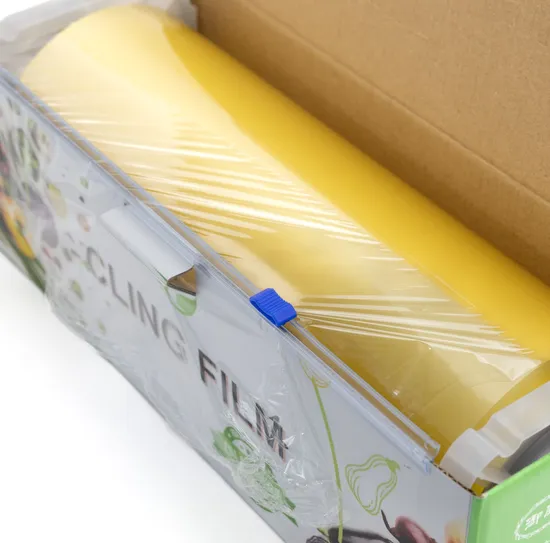 Factory Wholesale Slide Cutter Food Pack Stretch PVC Cling Wrap Film PVC Food Cling Wrap Roll